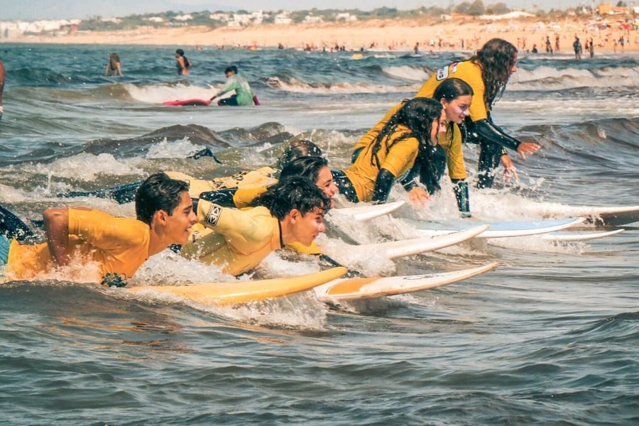 Group Surf Lessons at Praia de Faro
